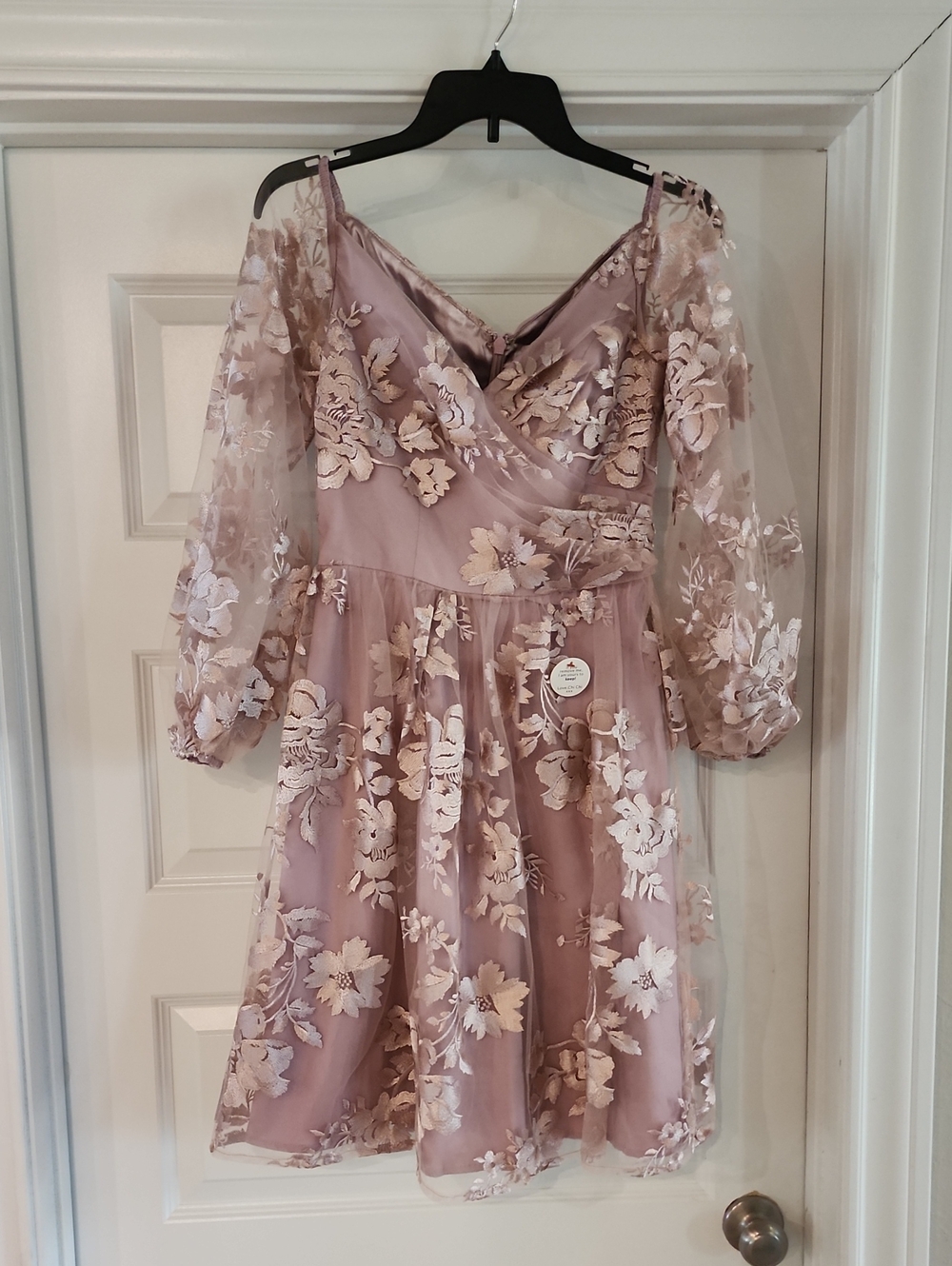 Chi Chi London Blush Mauve Floral Mesh Party Dress
